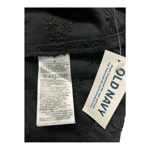 OLD NAVY Puff-Sleeve Smocked Embroidered Babydoll Blouse Elegant Women's SZ M - Picture 6 of 7